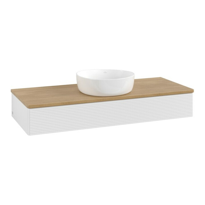 V&B Waschtischunterschrank mit Frontstruktur Antao 120x19x50cm, WBP hon. Oa, glo wh. Lac
