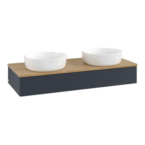 V&B Waschtischunterschrank mit Frontstruktur Antao 120x19x50cm, WBP hon. Oa, md bl. m Lac