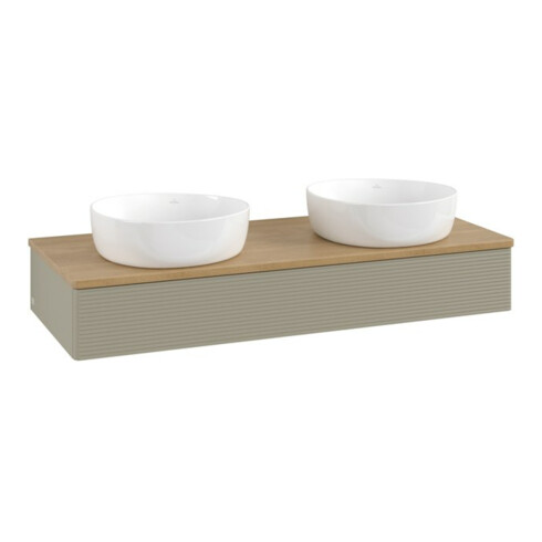 V&B Waschtischunterschrank mit Frontstruktur Antao 120x19x50cm, WBP hon. Oa, st. Gr m Lac