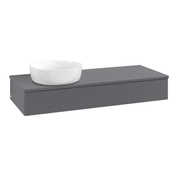 V&B Waschtischunterschrank mit Frontstruktur Antao 120x19x50cm, WBP Lac, Anthrac. m Lac