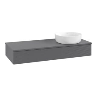 V&B Waschtischunterschrank mit Frontstruktur Antao 120x19x50cm, WBP Lac, Anthrac. m Lac