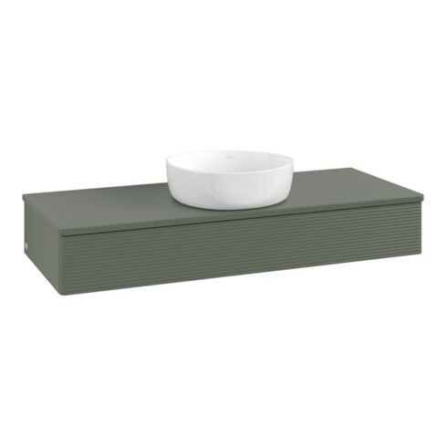 V&B Waschtischunterschrank mit Frontstruktur Antao 120x19x50cm, WBP Lac, lea gre. m Lac
