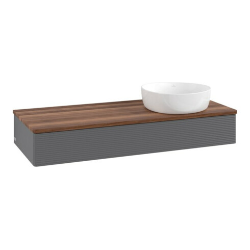 V&B Waschtischunterschrank mit Frontstruktur Antao 120x19x50cm, WBP w. wal, Anthrac. m Lac