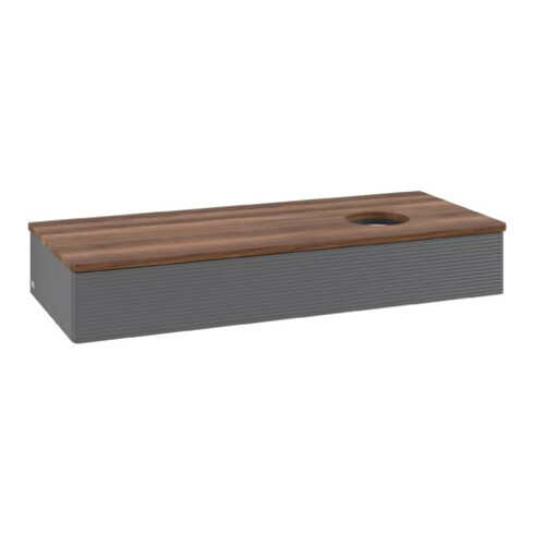 V&B Waschtischunterschrank mit Frontstruktur Antao 120x19x50cm, WBP w. wal, Anthrac. m Lac