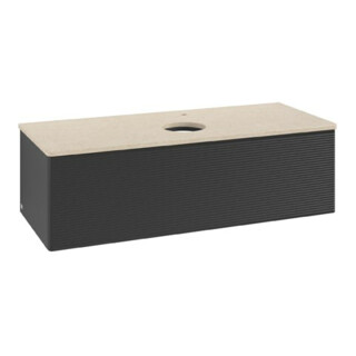 V&B Waschtischunterschrank mit Frontstruktur Antao 120x36x50cm, HL, WBP botti., bla m Lac
