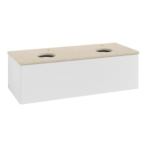 V&B Waschtischunterschrank mit Frontstruktur Antao 120x36x50cm, HL, WBP botti., glo wh. Lac