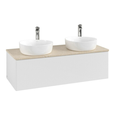 V&B Waschtischunterschrank mit Frontstruktur Antao 120x36x50cm, HL, WBP botti., glo wh. Lac