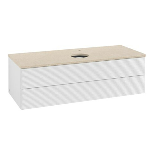 V&B Waschtischunterschrank mit Frontstruktur Antao 120x36x50cm, HL, WBP botti., glo wh. Lac