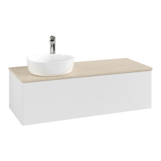 V&B Waschtischunterschrank mit Frontstruktur Antao 120x36x50cm, HL, WBP botti., glo wh. Lac