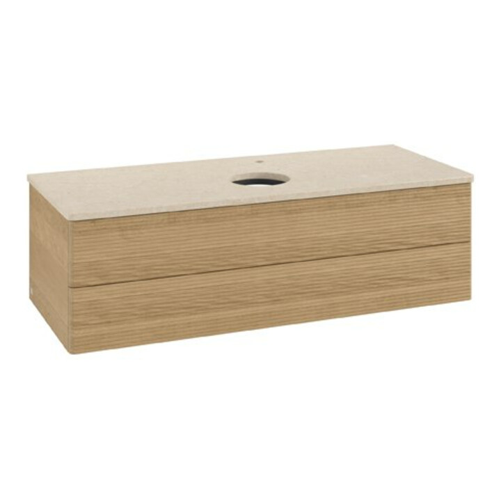 V&B Waschtischunterschrank mit Frontstruktur Antao 120x36x50cm, HL, WBP botti., hon. Oa