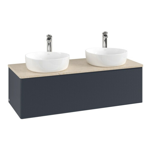 V&B Waschtischunterschrank mit Frontstruktur Antao 120x36x50cm, HL, WBP botti., md b m Lac
