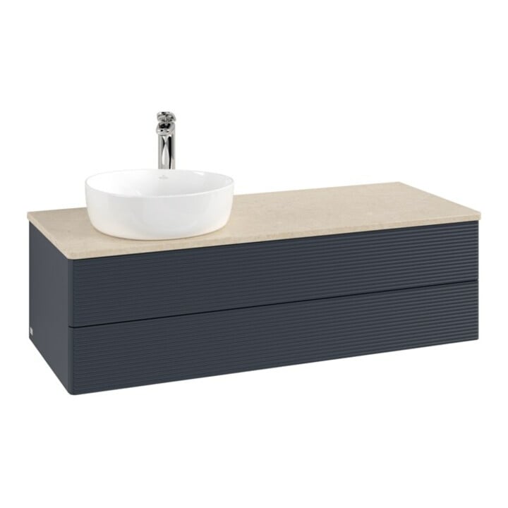 V&B Waschtischunterschrank mit Frontstruktur Antao 120x36x50cm, HL, WBP botti., md b m Lac