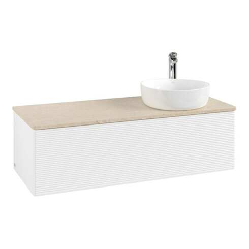 V&B Waschtischunterschrank mit Frontstruktur Antao 120x36x50cm, HL, WBP botti., wh. m Lac