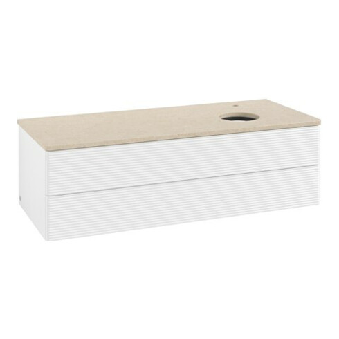 V&B Waschtischunterschrank mit Frontstruktur Antao 120x36x50cm, HL, WBP botti., wh. m Lac