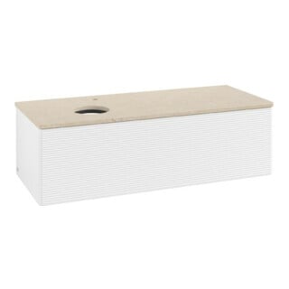 V&B Waschtischunterschrank mit Frontstruktur Antao 120x36x50cm, HL, WBP botti., wh. m Lac