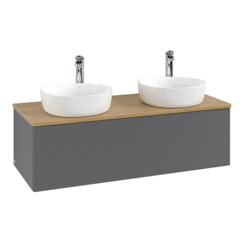 V&B Waschtischunterschrank mit Frontstruktur Antao 120x36x50cm, HL, WBP hon. Oa, A m Lac
