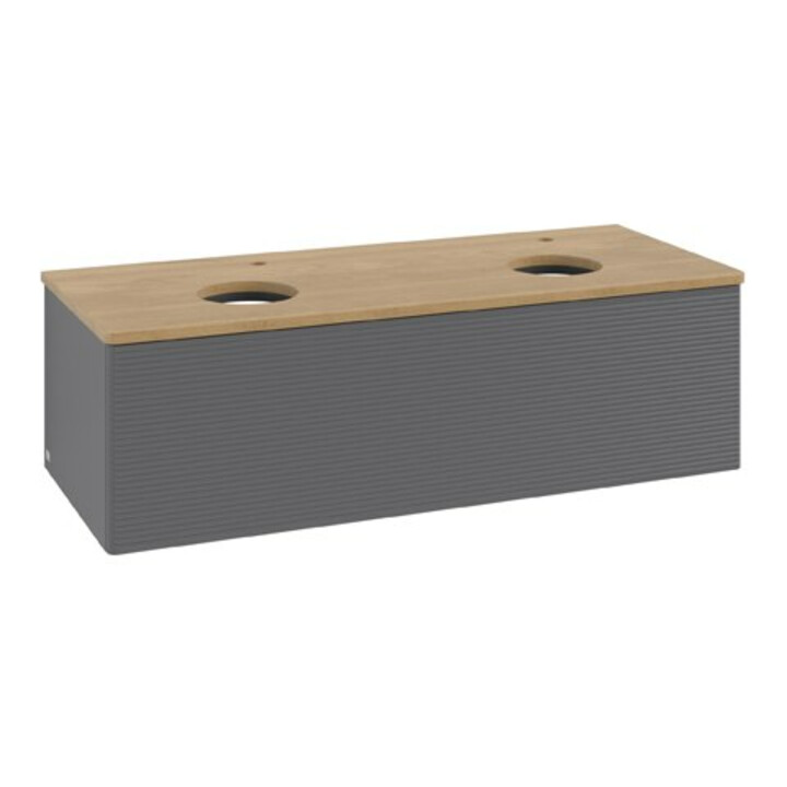 V&B Waschtischunterschrank mit Frontstruktur Antao 120x36x50cm, HL, WBP hon. Oa, A m Lac