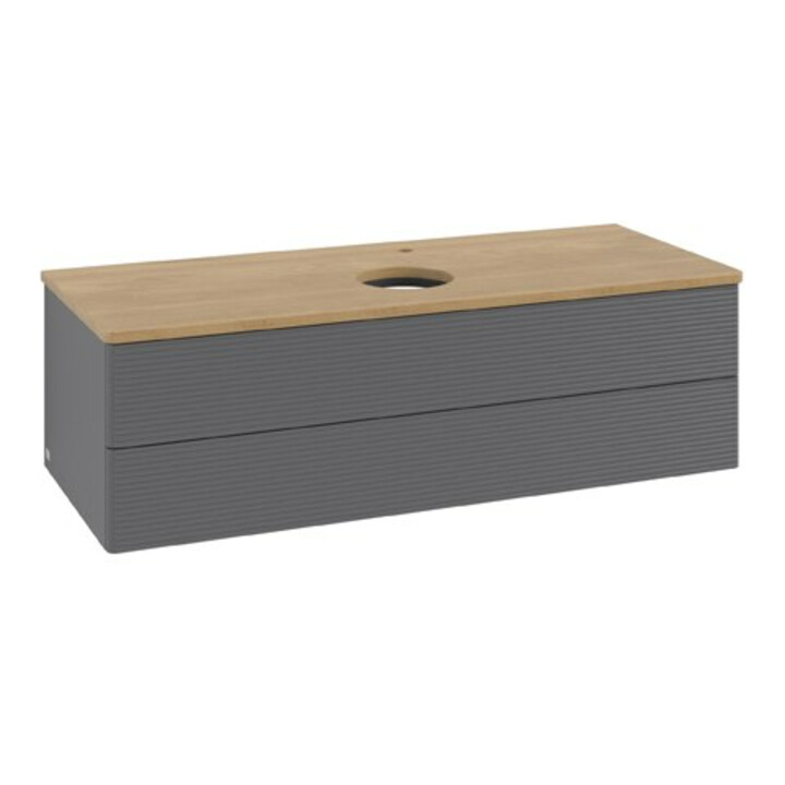 V&B Waschtischunterschrank mit Frontstruktur Antao 120x36x50cm, HL, WBP hon. Oa, A m Lac