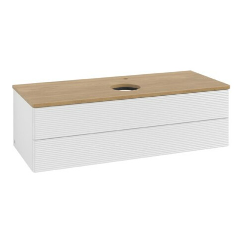 V&B Waschtischunterschrank mit Frontstruktur Antao 120x36x50cm, HL, WBP hon. Oa, g wh. Lac