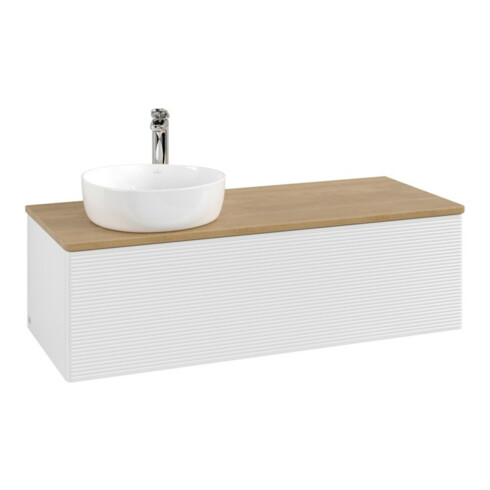 V&B Waschtischunterschrank mit Frontstruktur Antao 120x36x50cm, HL, WBP hon. Oa, g wh. Lac