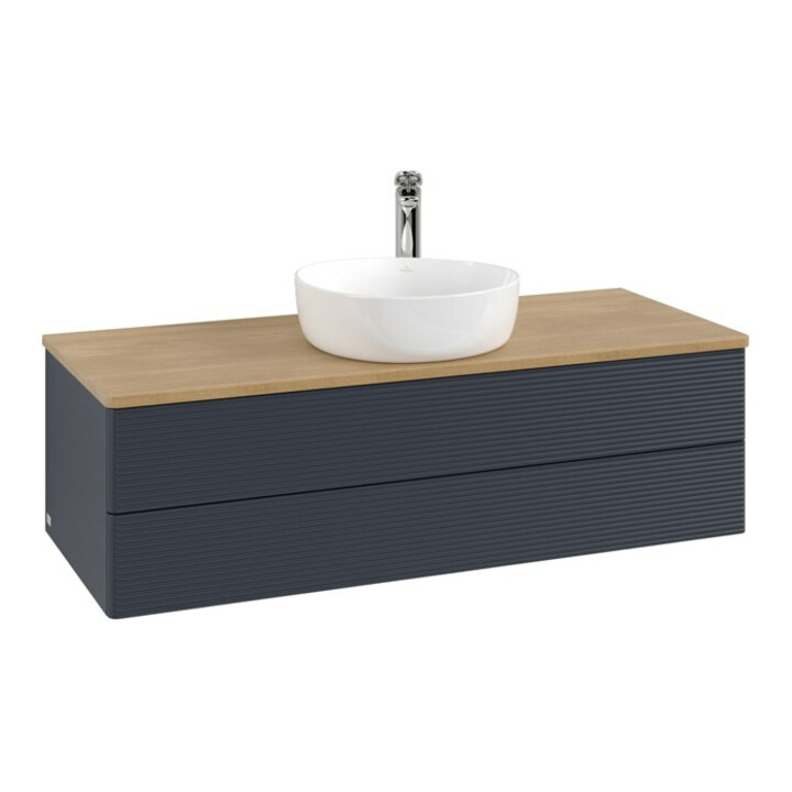 V&B Waschtischunterschrank mit Frontstruktur Antao 120x36x50cm, HL, WBP hon. Oa, md b m Lac