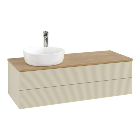 V&B Waschtischunterschrank mit Frontstruktur Antao 120x36x50cm, HL, WBP hon. Oa, si G m Lac