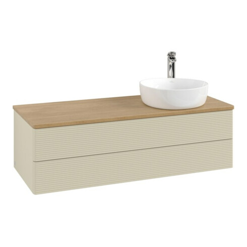 V&B Waschtischunterschrank mit Frontstruktur Antao 120x36x50cm, HL, WBP hon. Oa, si G m Lac