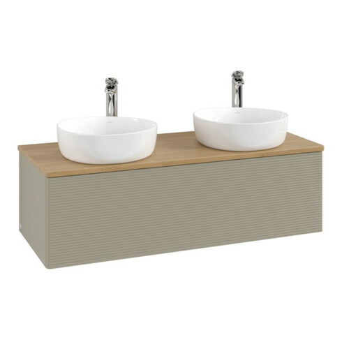 V&B Waschtischunterschrank mit Frontstruktur Antao 120x36x50cm, HL, WBP hon. Oa, st G m Lac