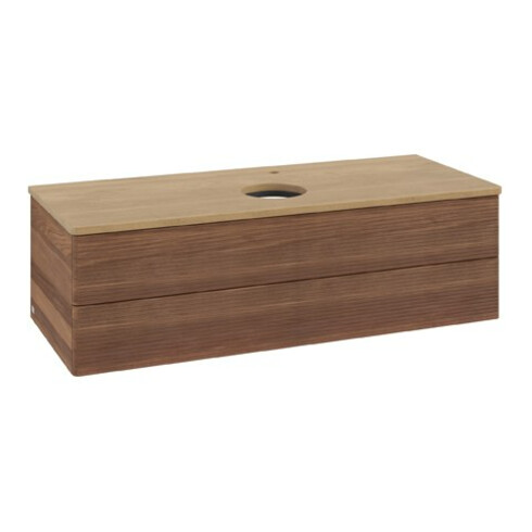V&B Waschtischunterschrank mit Frontstruktur Antao 120x36x50cm, HL, WBP hon. Oa, w. wal