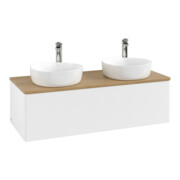 V&B Waschtischunterschrank mit Frontstruktur Antao 120x36x50cm, HL, WBP hon. Oa, wh. m Lac