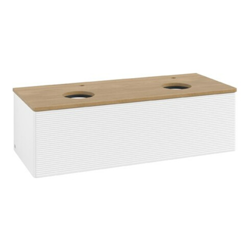 V&B Waschtischunterschrank mit Frontstruktur Antao 120x36x50cm, HL, WBP hon. Oa, wh. m Lac
