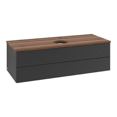 V&B Waschtischunterschrank mit Frontstruktur Antao 120x36x50cm, HL, WBP w. wal, bla m Lac