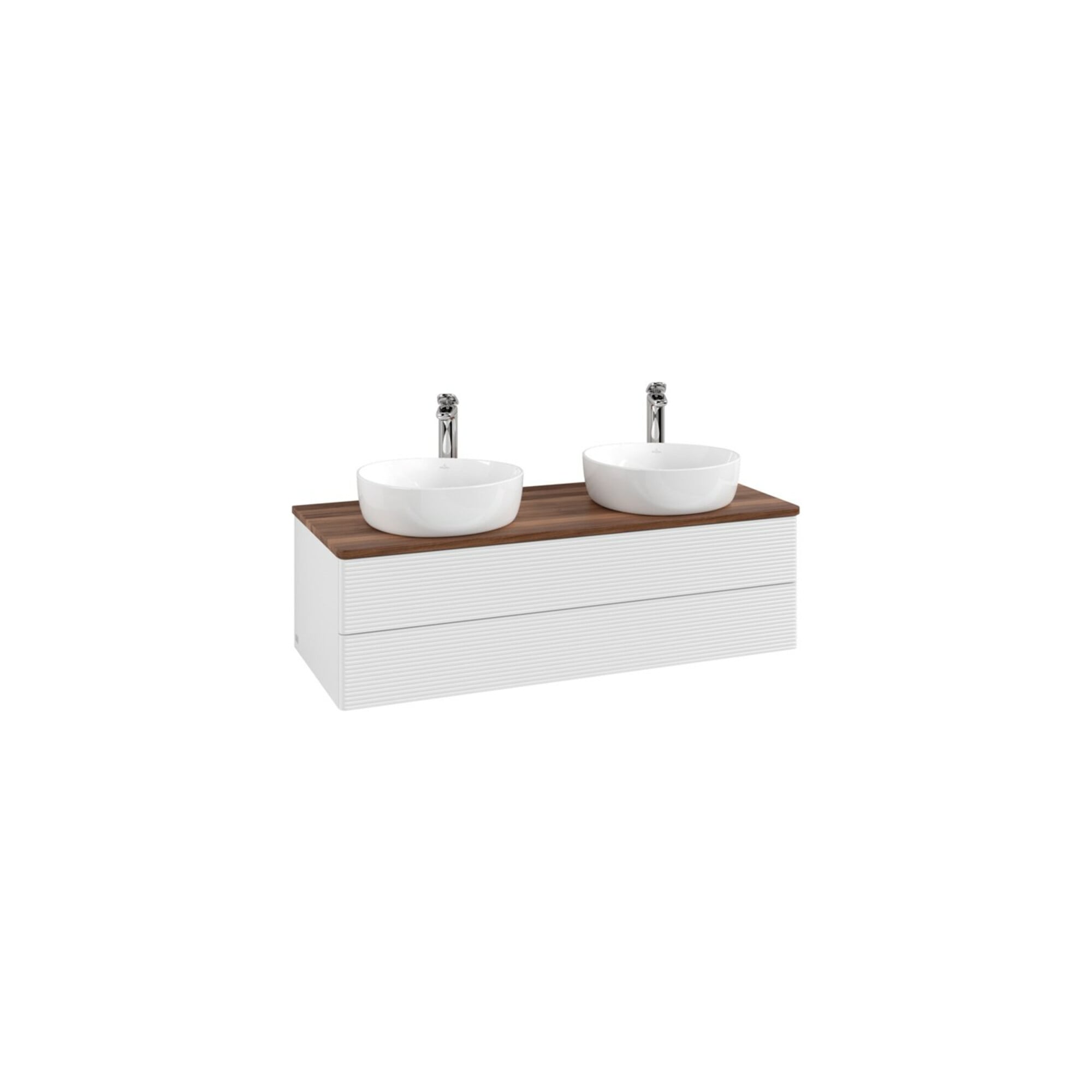 V&B Waschtischunterschrank mit Frontstruktur Antao 120x36x50cm, HL, WBP w. wal, glo wh. Lac ; Villeroy & Boch