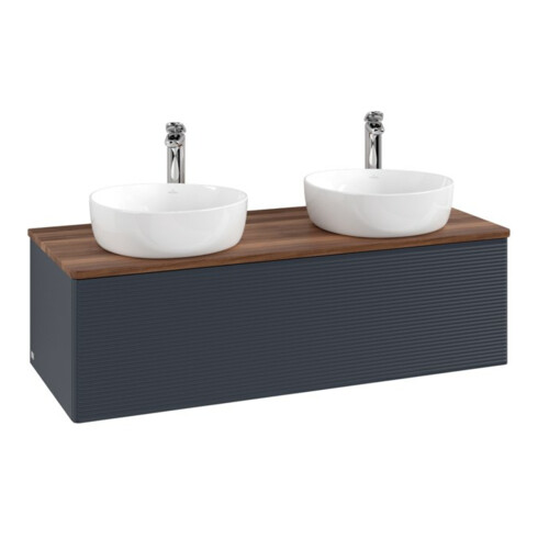 V&B Waschtischunterschrank mit Frontstruktur Antao 120x36x50cm, HL, WBP w wal, md bl. m Lac