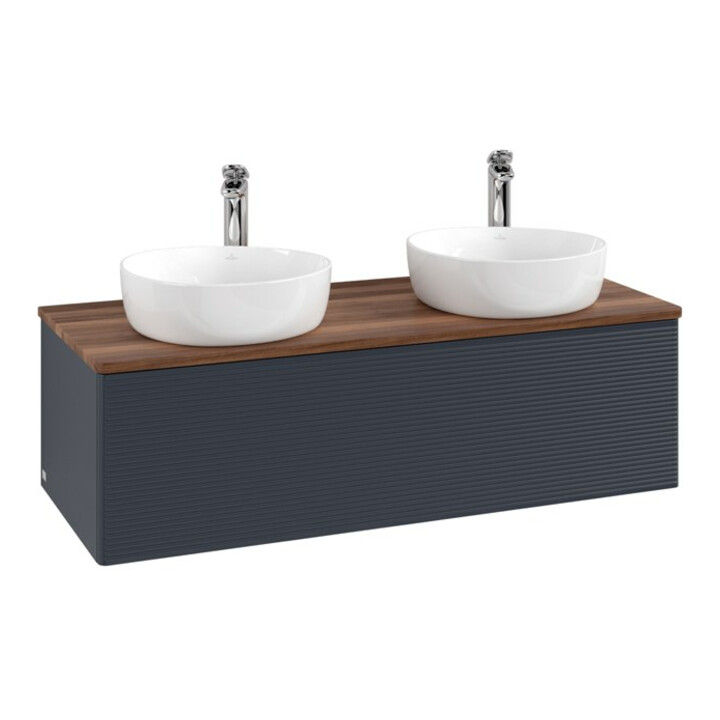 V&B Waschtischunterschrank mit Frontstruktur Antao 120x36x50cm, HL, WBP w wal, md bl. m Lac