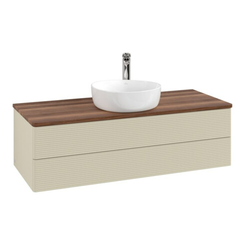 V&B Waschtischunterschrank mit Frontstruktur Antao 120x36x50cm, HL, WBP w. wal, si Gr m Lac