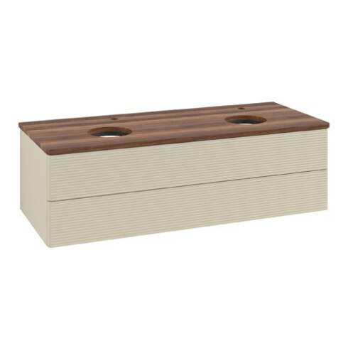 V&B Waschtischunterschrank mit Frontstruktur Antao 120x36x50cm, HL, WBP w. wal, si Gr m Lac