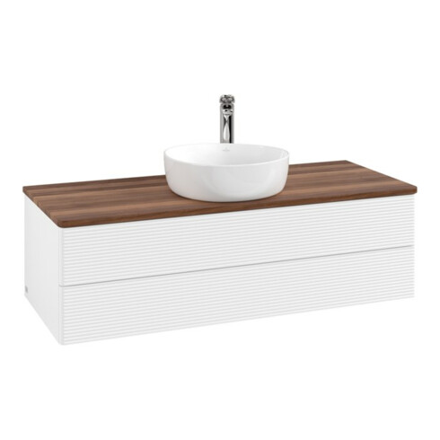 V&B Waschtischunterschrank mit Frontstruktur Antao 120x36x50cm, HL, WBP w. wal, wh. m Lac