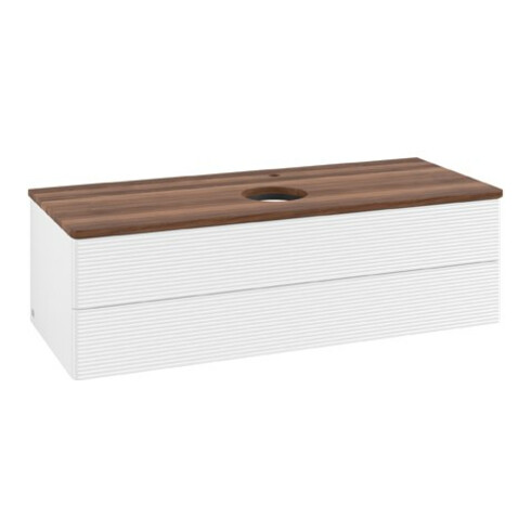 V&B Waschtischunterschrank mit Frontstruktur Antao 120x36x50cm, HL, WBP w. wal, wh. m Lac