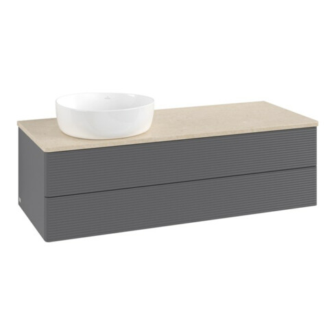 V&B Waschtischunterschrank mit Frontstruktur Antao 120x36x50cm, WBP botti., Anthrac. m Lac