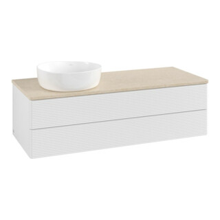 V&B Waschtischunterschrank mit Frontstruktur Antao 120x36x50cm, WBP botti., glo wh. Lac