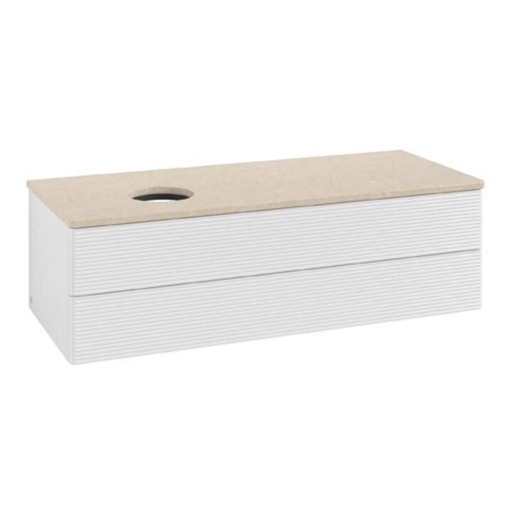 V&B Waschtischunterschrank mit Frontstruktur Antao 120x36x50cm, WBP botti., glo wh. Lac