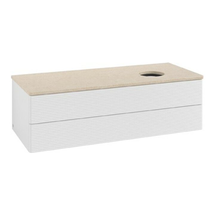V&B Waschtischunterschrank mit Frontstruktur Antao 120x36x50cm, WBP botti., glo wh. Lac