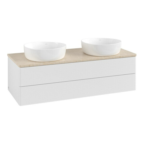 V&B Waschtischunterschrank mit Frontstruktur Antao 120x36x50cm, WBP botti., glo wh. Lac