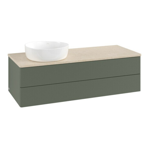 V&B Waschtischunterschrank mit Frontstruktur Antao 120x36x50cm, WBP botti., lea gre. m Lac