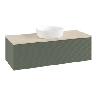 V&B Waschtischunterschrank mit Frontstruktur Antao 120x36x50cm, WBP botti., lea gre. m Lac