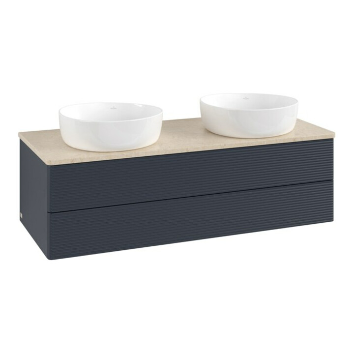 V&B Waschtischunterschrank mit Frontstruktur Antao 120x36x50cm, WBP botti., md bl. m Lac