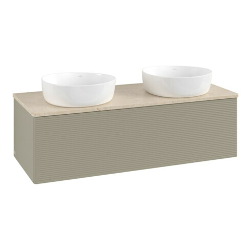 V&B Waschtischunterschrank mit Frontstruktur Antao 120x36x50cm, WBP botti., st. Gr m Lac