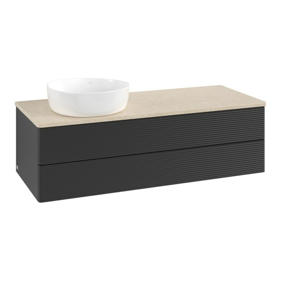 V&B Waschtischunterschrank mit Frontstruktur Antao 120x36x50cm, WBP-farbe botti., bla m Lac