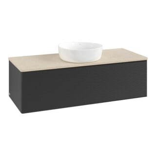 V&B Waschtischunterschrank mit Frontstruktur Antao 120x36x50cm, WBP-farbe botti., bla m Lac